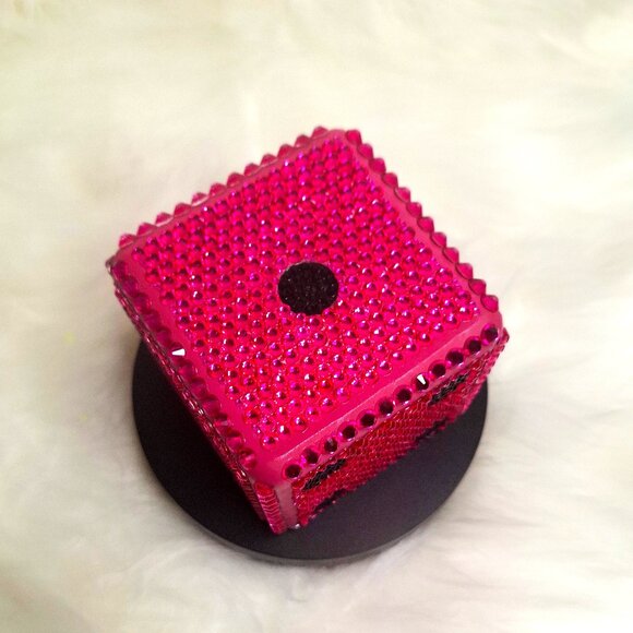 Hot Pink Bling Large Dice, Bedazzle, Desk Decor, Bunko, Unique, Fun Gift - Picture 4 of 5